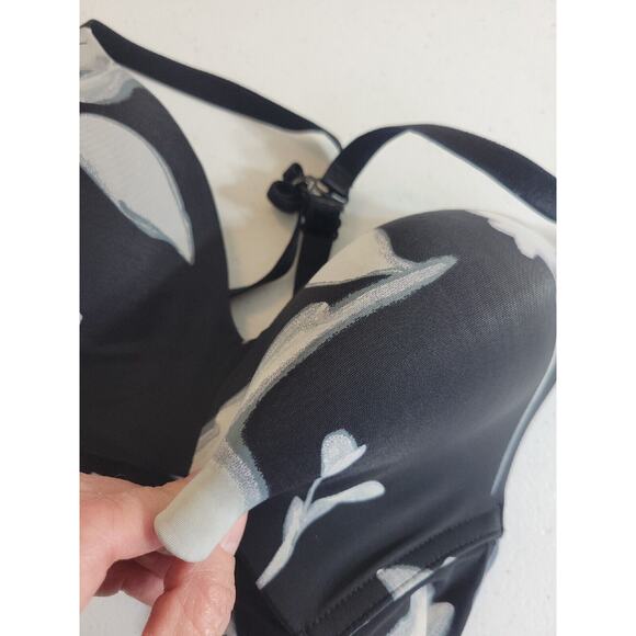 Auden Wire Free Convertible Racer Back Bra Black Floral Lined Adjustable 34C - Picture 5 of 10